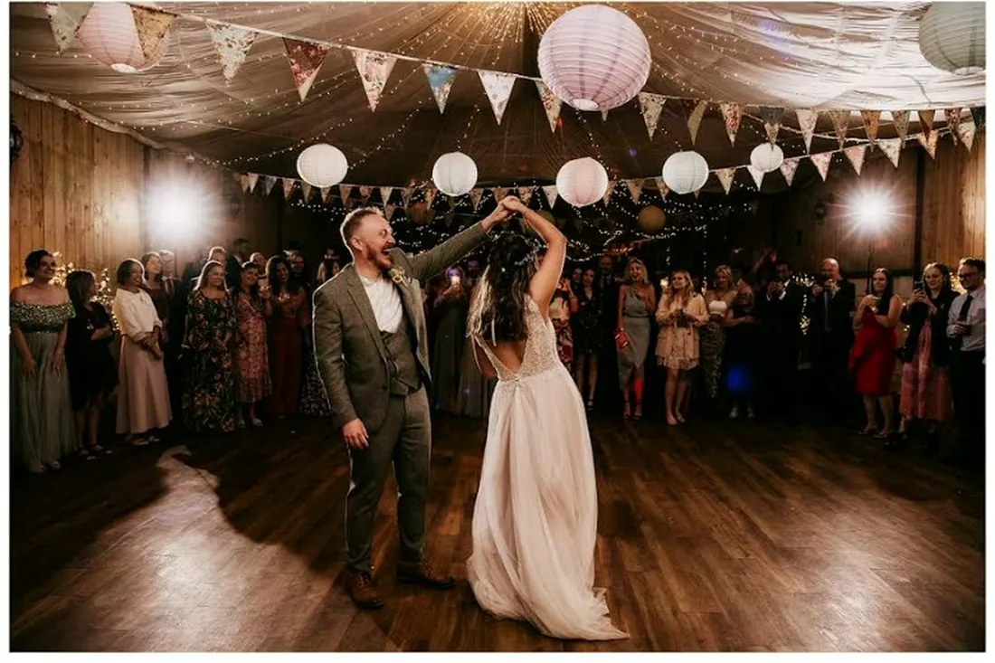 A first dance under paper lanterns